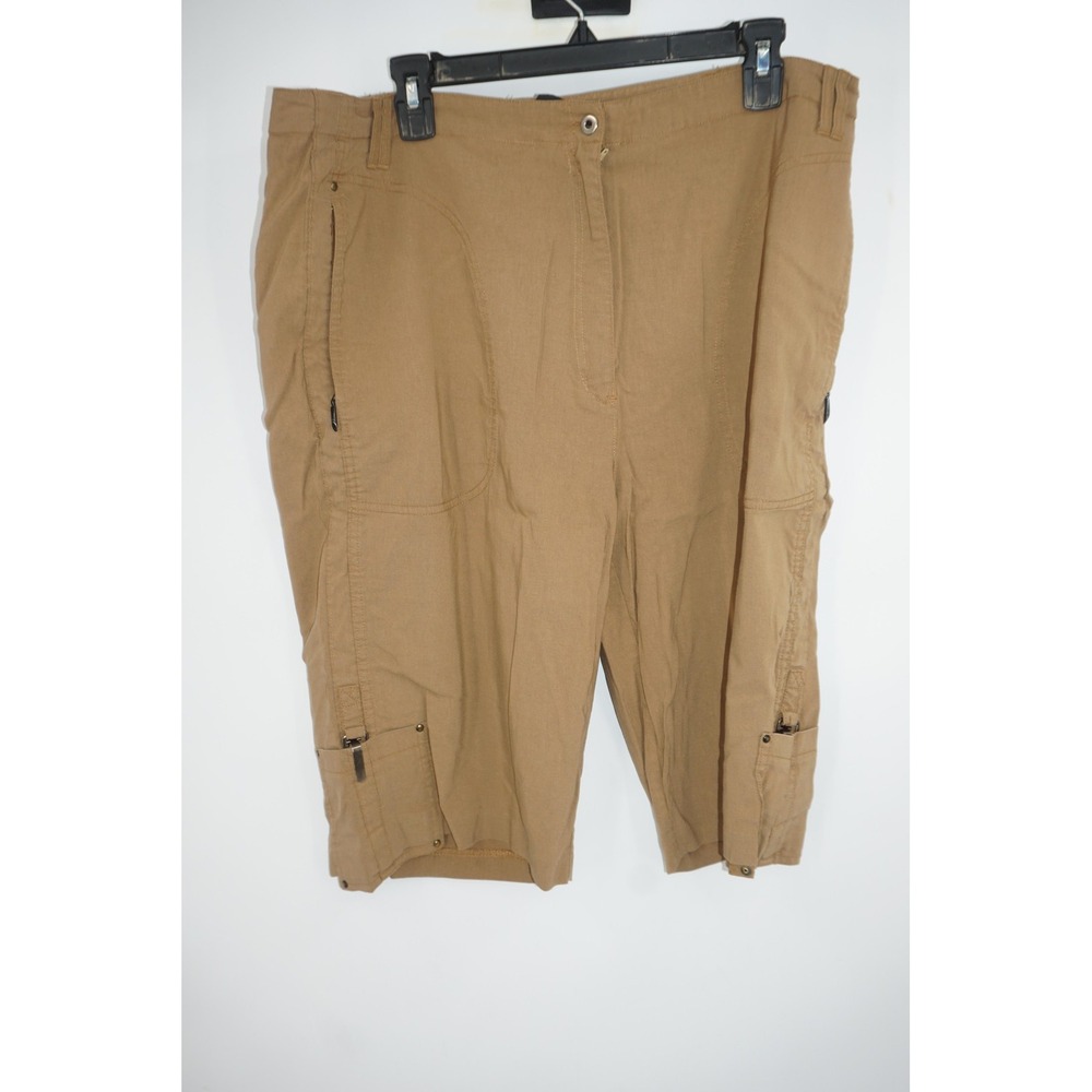 Jamie Sadock Bermuda Shorts Womens 18 Khaki Golf Cargo Zip Pockets Stretch Nylon